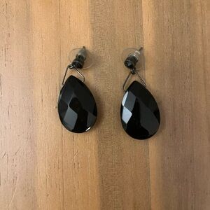 Black faux rhinestone Teardrop Earrings